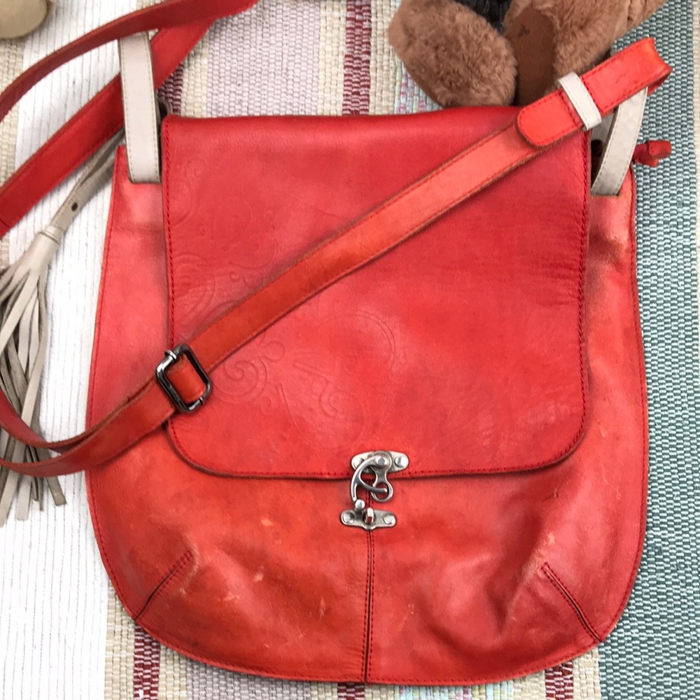 Red Leather Crossbody Bag - Unbranded